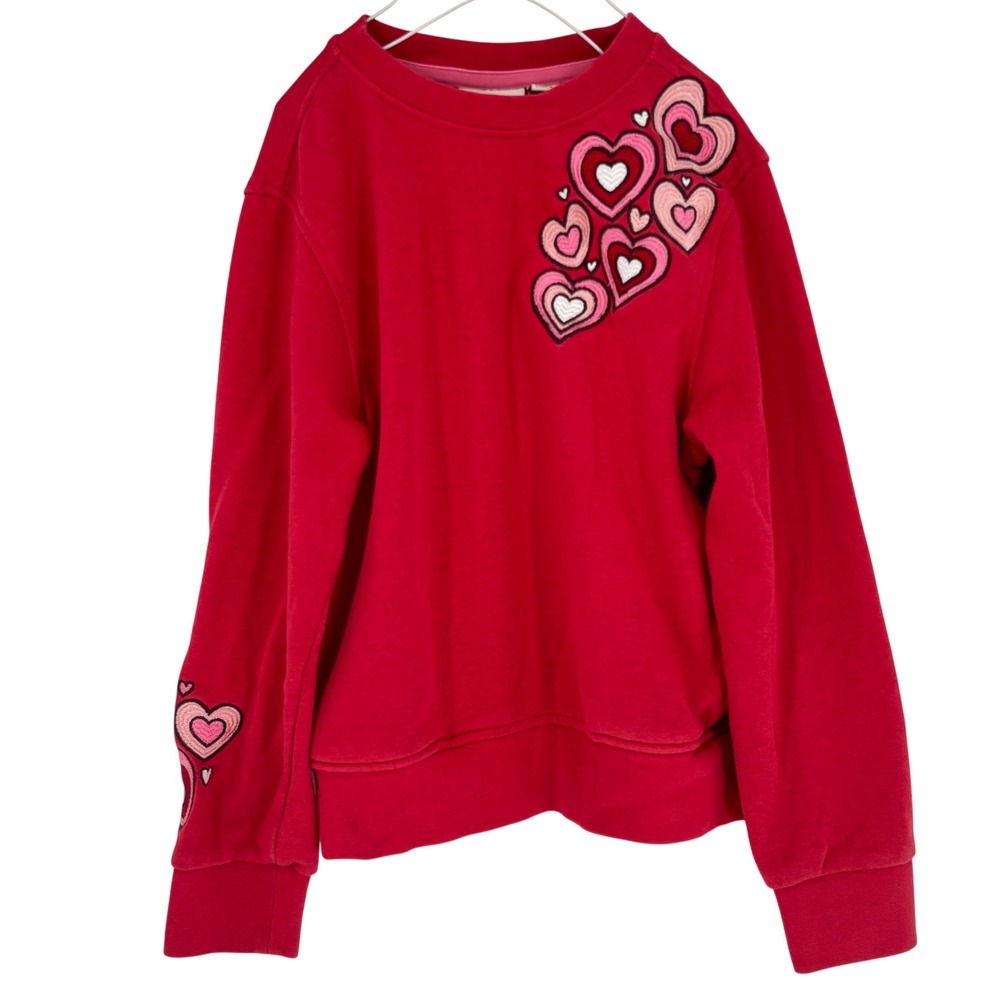 Scotch & Soda Girls Crewneck Sweatshirt Red Hearts Embroidered Size M 7/8